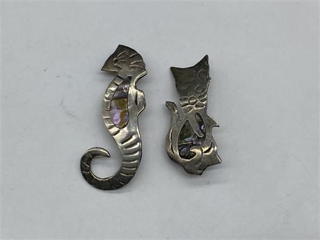 2 1960S 925 SILVER MEXICO BROOCHES (2”)