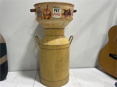 PAINTED MILK-CAN + STRAINER COMBO-ANTIQUE 25”