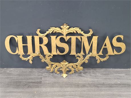 LARGE BRASS CHRISTMAS SIGN 39" LONG X 19"
