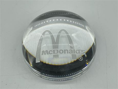 VINTAGE MCDONALDS GLASS PAPER WEIGHT