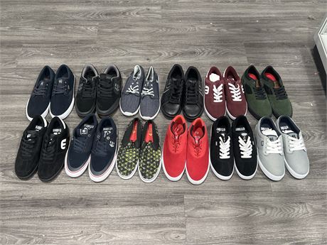 12 BRAND NEW PAIRS OF ETNIES & EMERICA SHOES (APPROX SIZE MENS 9-9.5)