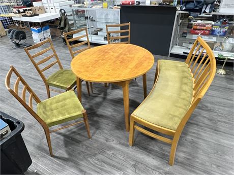 MCM DINING SET W/ 4 DANISH ROTEX STAMPED CHAIRS (42”x37”x28” TABLE)