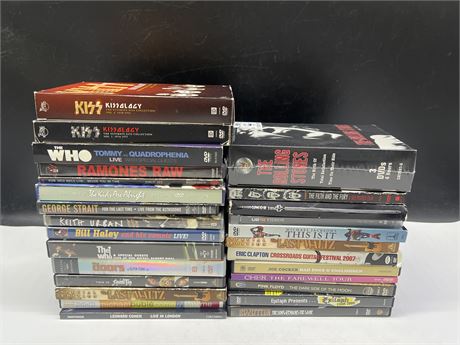 LOT OF MUSIC RELATED DVDS - ONE SEALED