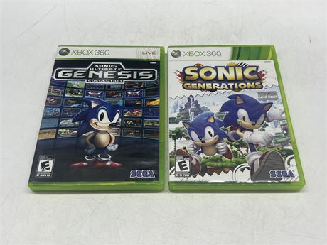 2 XBOX 360 SONIC GAMES W/INSTRUCTIONS - EXCELLENT