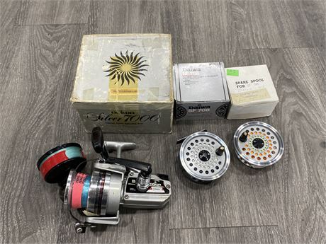 3 NEW OLD STOCK DAIWA FISHING REELS / SPOOLS WITH OG BOXES