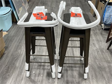 4 HIGH STOOL CHAIRS - ALL COME WITH BACK RESTS