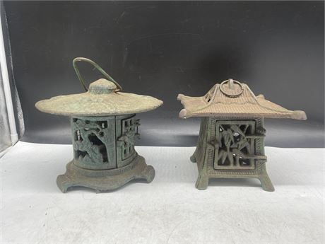 2 CAST IRON HANGING CANDLE HOUSES