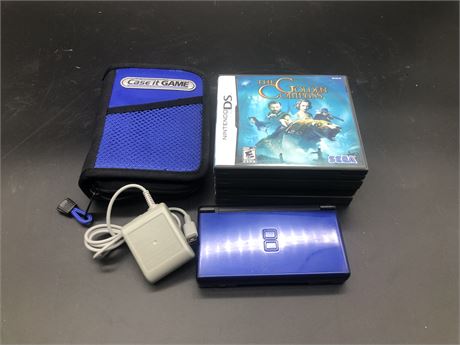 BLUE DS LITE WITH GAMES AND CARRYING CASE