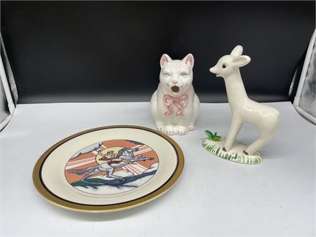 1994 75th ANNIVERSARY FERRO’S PLATE W/MEOWIN CAT PITCHER AND LARRY THE LAMB