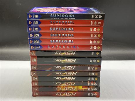 2 DVD SERIES SETS - THE FLASH SEASONS 1-8 & SUPERGIRL 1-6