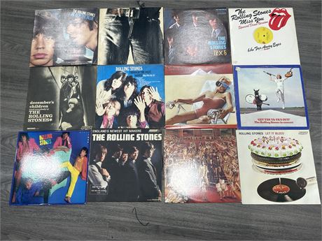 12 ROLLING STONE RECORDS - ALL ARE SCRATCHED OR SLIGHTLY SCRATCHED