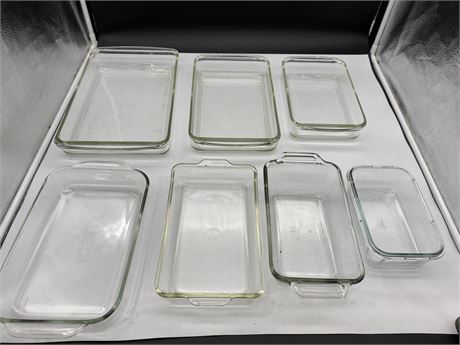 7 GLASS BAKING DISHES - 5 PYREX