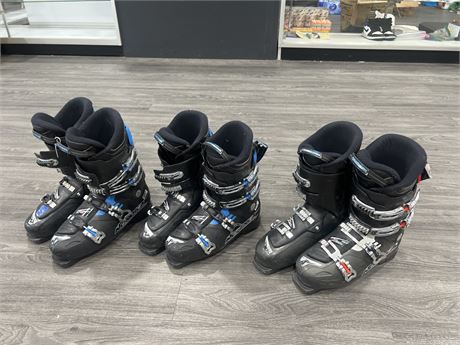 3 PAIRS OF SKI BOOTS -  SPECS IN PHOTOS