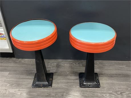 2 PAINTED DINER STOOLS (Heavy, 20” tall)