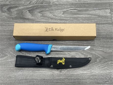 NEW ELK RIDGE BLUE FILET KNIFE W/ SHEATH 12” LONG