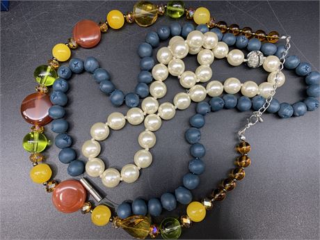 3 MISC BEADED NECKLACES