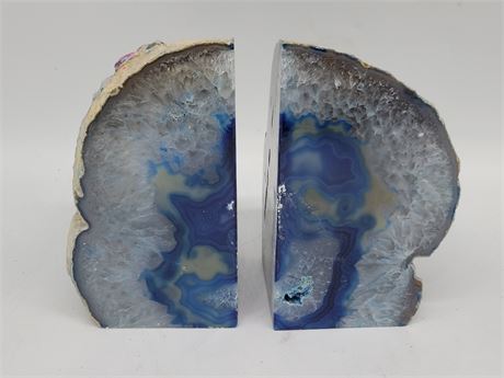 AGATE BOOK ENDS (7.5" tall)