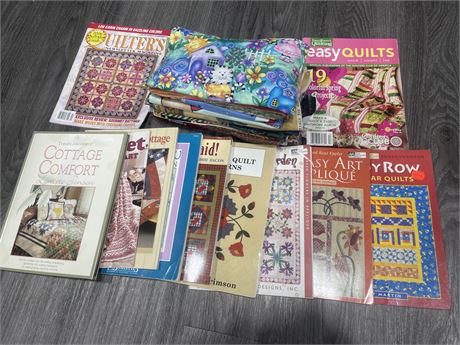 10 YARDS OF FABRIC & QUILTING BOOKS