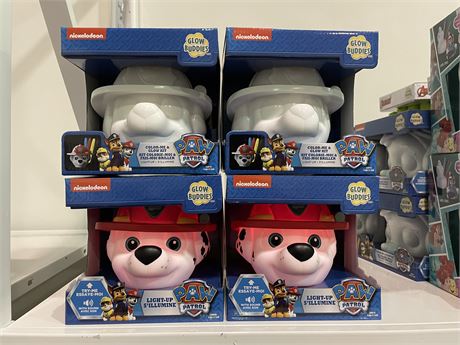 NEW PAW PATROL COLOUR/LIGHTUP TOYS (4 PACK)