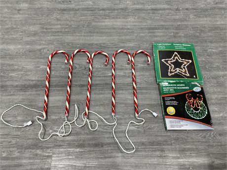 LIGHT UP CHRISTMAS CANDY CANES + 2 LED LIGHTS