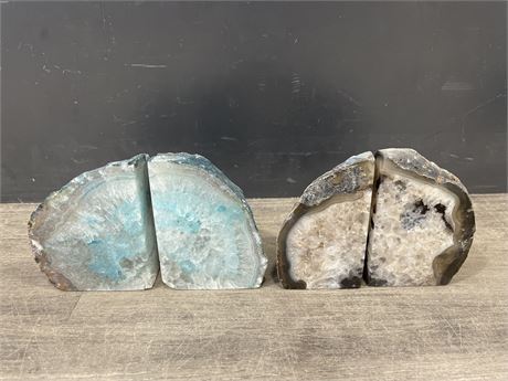 2 PAIRS AGATE BOOKENDS - 5” TALL