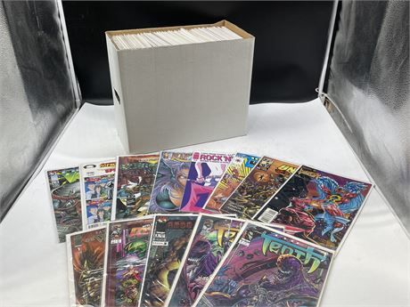 SHORT BOX OF 100+ ASSORTED COMICS - MOSTLY FIRST ISSUES