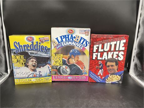 2 GRETZKY/FLUTIE FLAKES UNOPENED CEREAL BOXES