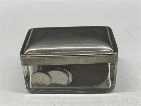 ANTIQUE CONTAINER OF EARLY COINS