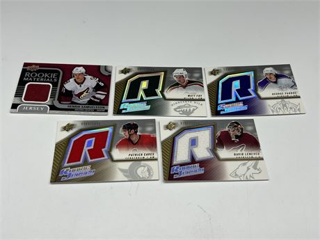 5 NHL ROOKIE JERSEY CARDS