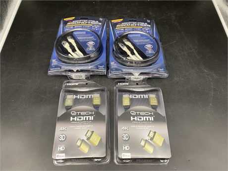 (4) NEW HDMI CABLES