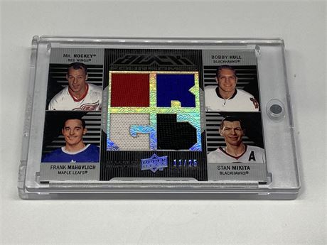 L/E HOWE / HULL / MIKITA / MAHOVLICH JERSEY CARD #11/25 - UPPERDECK