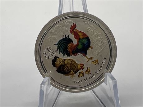 1/2 OZ 999 FINE SILVER YEAR OF THE ROOSTER COIN