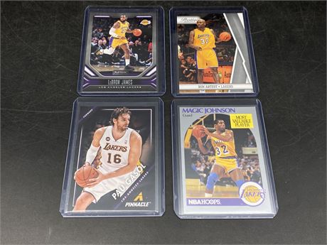 4 LAKERS CARDS (Lebron, Gasol, Magic, Artest)