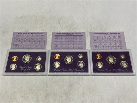1987, 1988 & 1989 UNITED STATES PROOF COIN SET