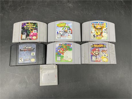 6 N64 GAMES / 1 GAMEBOY GAME W/ UNKNOWN TITLE