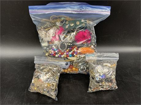 1 LARGE & 2 SMALL BAGS OF MISC JEWELRY