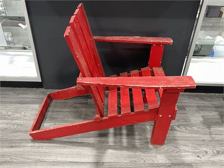 VINTAGE RED ANORAK CHAIR 35”x25”x32”