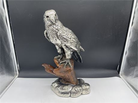 VINTAGE HEAVY 99.9 SILVER PLATED EAGLE ON STAND - 18.5” TALL