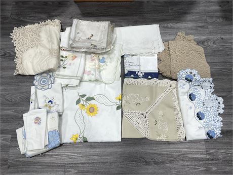 VINTAGE HAND EMBROIDERED + CROCHET LINENS