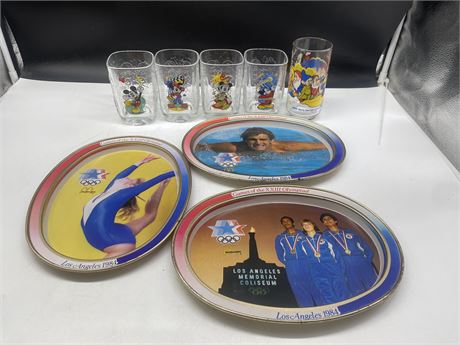 VINTAGE MCDONALDS COLLECTABLE GLASSES & TRAYS