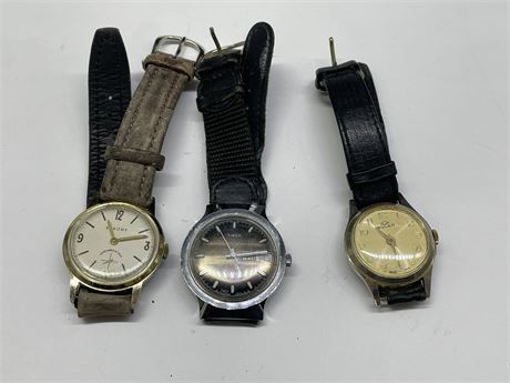 LOT OF 3 VINTAGE MENS WATCHES