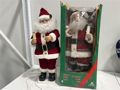 2 WORKING SANTA ANIMATED DECORATIONS (2ft tall)