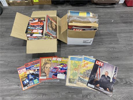 2 BOXES OF VINTAGE MAGAZINES AND NEWSPAPERS