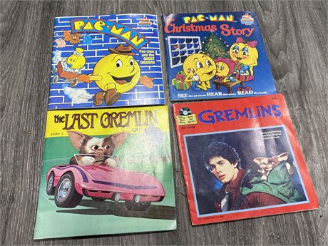2 PAC-MAN & 2 GREMLIN 45 RECORD / BOOK SETS