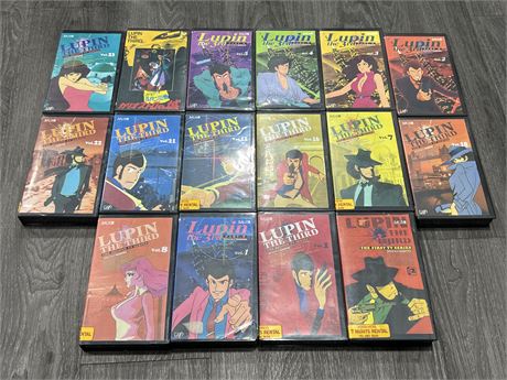 16 JAPANESE ANIME LUPIN VHS TAPES