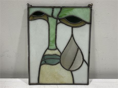PICASSO STYLE STAINED GLASS LEADED HANGING PANEL (9”X11.5”)