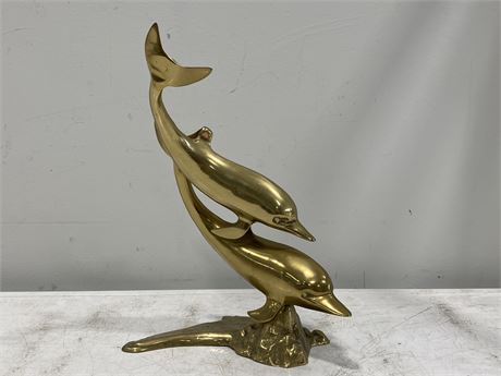LARGE MCM BRASS DOLPHIN (15” TALL)