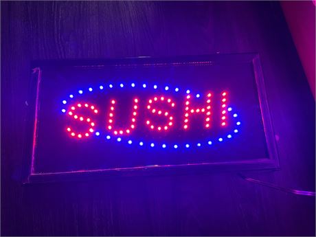 NEW FLASHING LED SUSHI SIGN (~20”x10”)