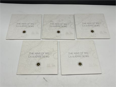 5 ROYAL CANADIAN MINT “THE WAR OF 1812” COIN SETS