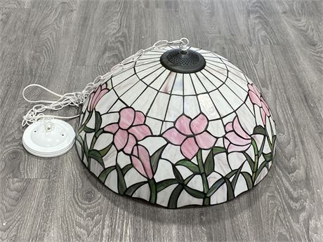 VINTAGE STAINED GLASS HANGING LIGHT (20”)